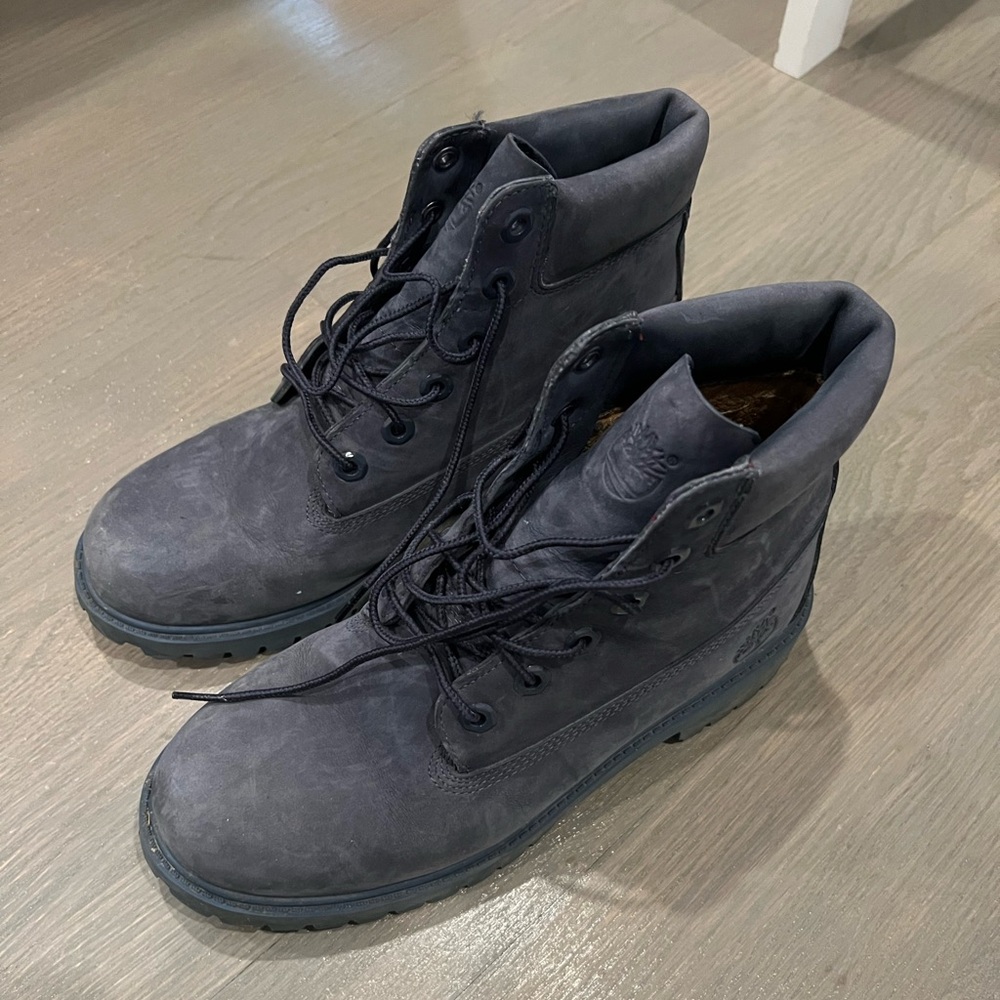 Timberland Boys 6-Inch Premium Waterproof Boots Black Nubuck